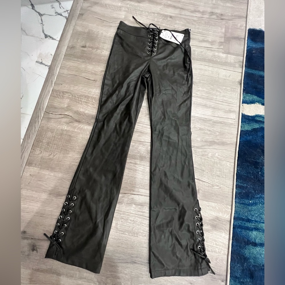 Zara Leather Lace Up Pants